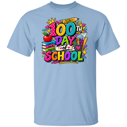 100th day of school teacher T-shirt light blue