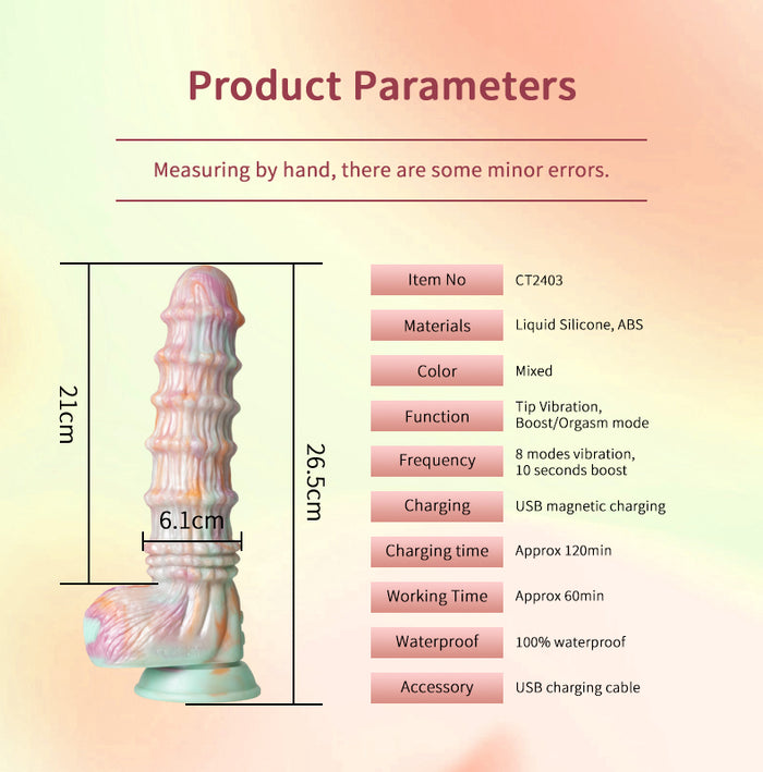 10.4inch Colorful Liquid Silicone Monster Fantasy Kinky Dildo