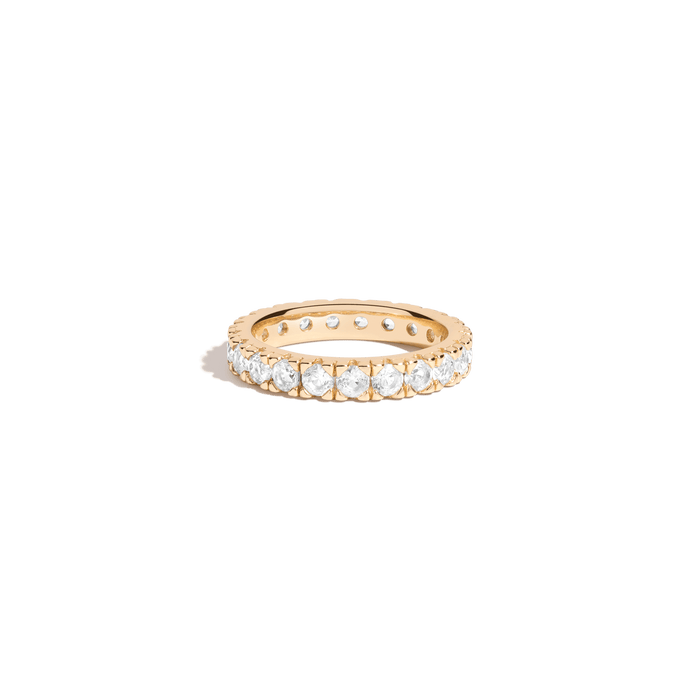 2ct Lab Grown White Sapphire Eternity Ring Vermeil Yellow Gold First
