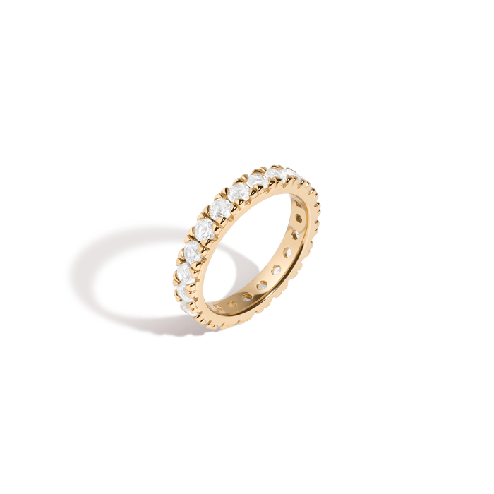 2ct Lab Grown White Sapphire Eternity Ring Vermeil Yellow Gold