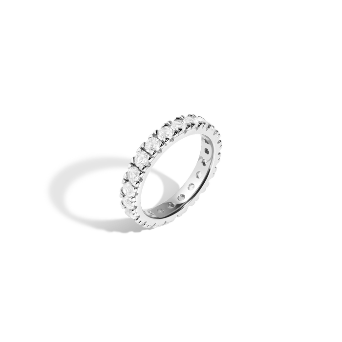 2ct Lab Grown White Sapphire Eternity Ring Vermeil White Gold
