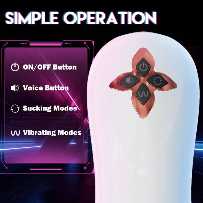 3 IN 1 Split Design 5 Sucking 7 Vibrating Vocable Automatic Masturbation Cup