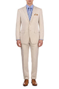 Tan men's modern fit seersucker suit
