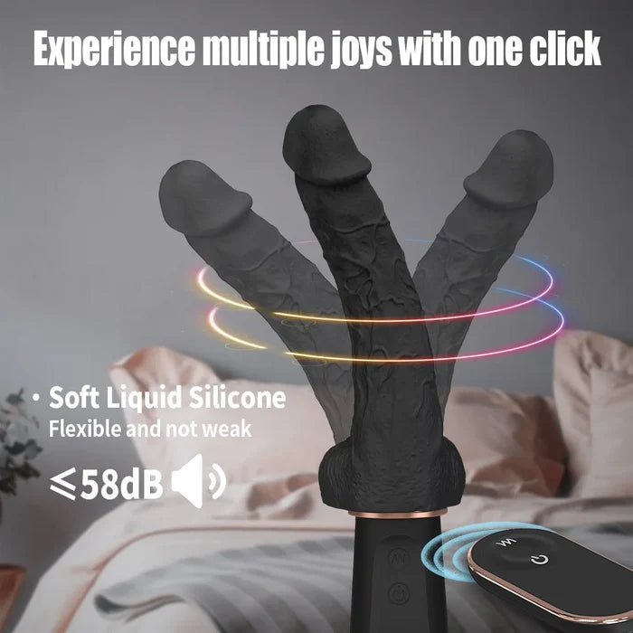 5.5 inch Heating Vibrating Black Dildo with Strong Suction Cup