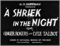 A SHRIEK IN THE NIGHT - 1933 - GINGER ROGERS - RARE DVD