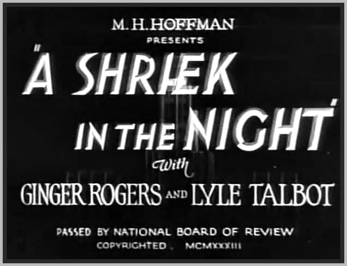 A SHRIEK IN THE NIGHT - 1933 - GINGER ROGERS - RARE DVD