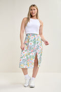 Abstract Flower Midi Skirt - 6073