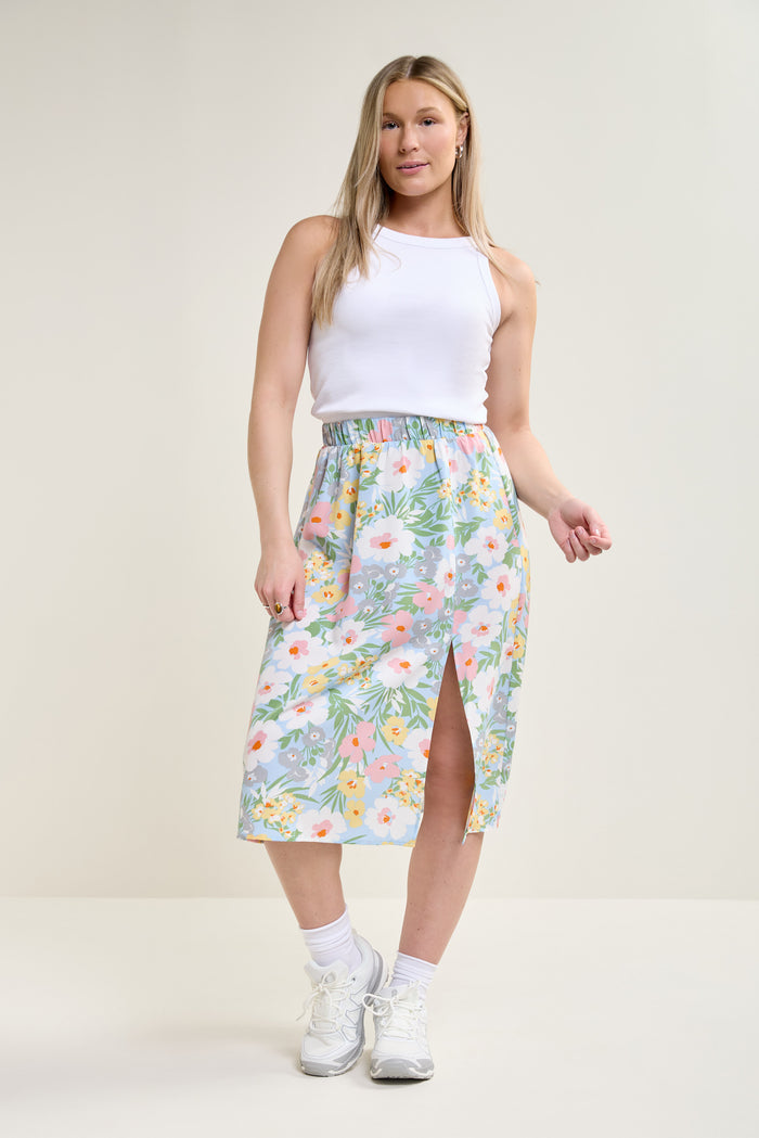 Abstract Flower Midi Skirt - 6073