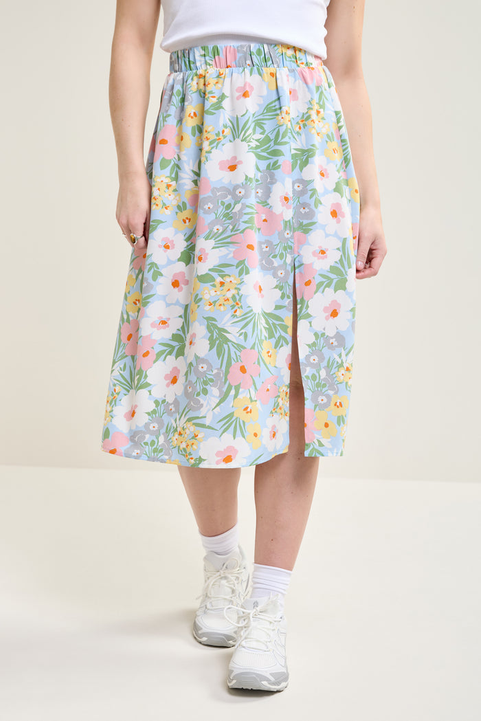 Abstract Flower Midi Skirt - 6073