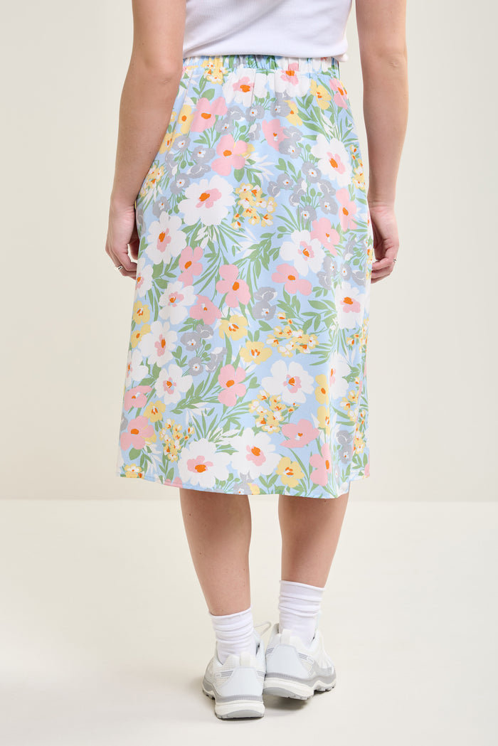 Abstract Flower Midi Skirt - 6073