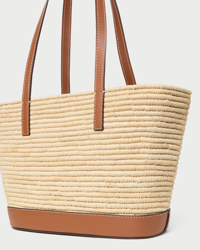 Adler Small Straw Basket in Natural Cognac
