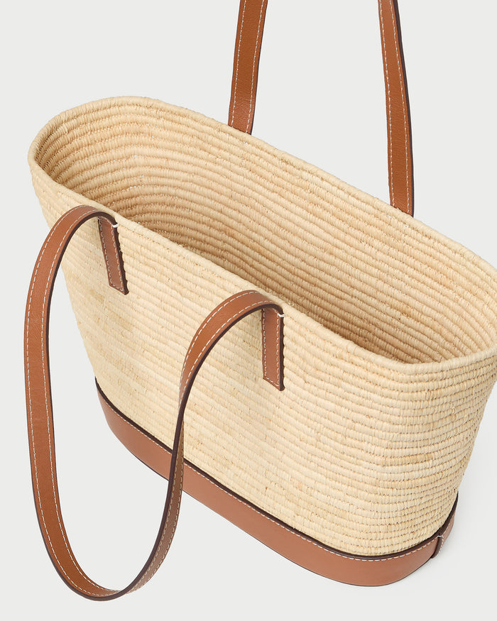 Adler Small Straw Basket in Natural Cognac