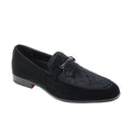 Black velvet crystal studded slip-on loafer