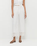 Amani Pant in white cotton and Devon Leopard Slingback Sandal.