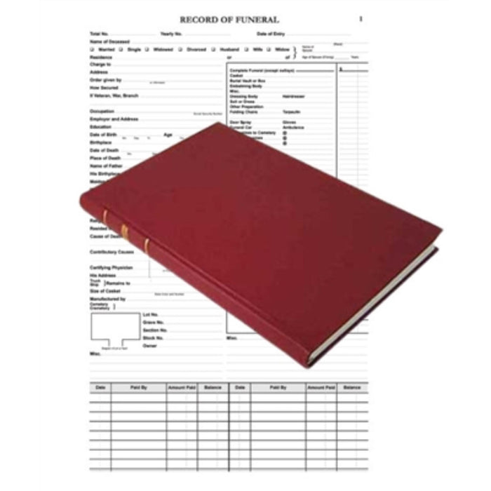 American funeral record book-original version used in funeral service operations, from lynch supply
