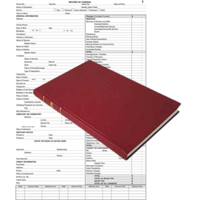 American funeral record book-revised edition used in funeral service operations, from lynch supply