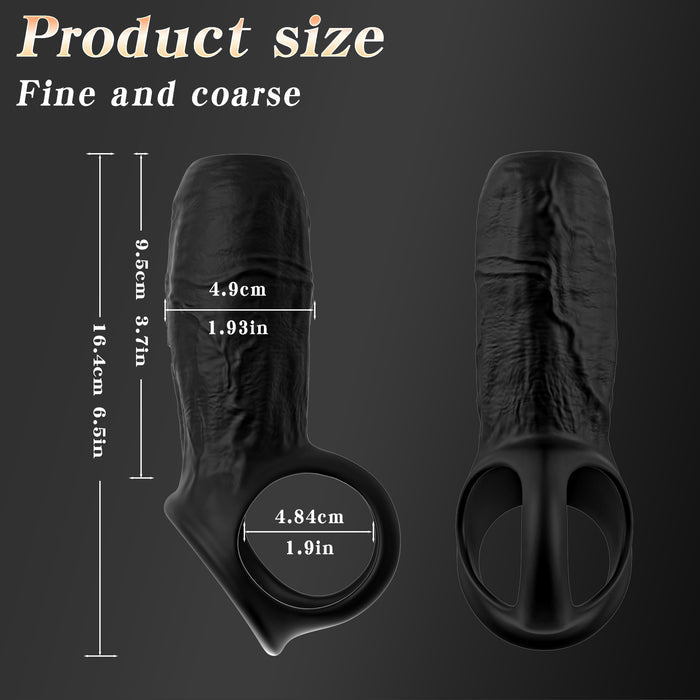 app control vibrating black penis sleeve & cock ring comfortable wearing fits around any size