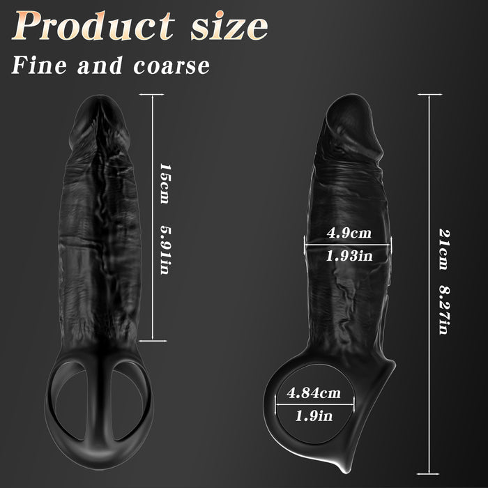 app control vibro black penis sleeve & cock ring comfortable wearing lock the pleasure