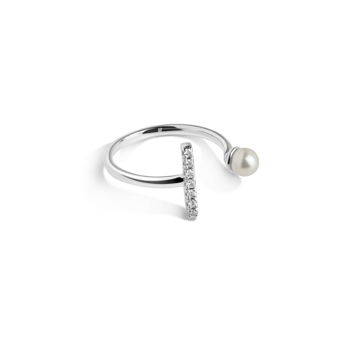Archival Open Pearl Ring Vermeil White Gold