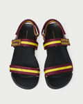 Arlo Maroon/Yellow Sport Sandal in black rubber with maroon/yellow straps.
