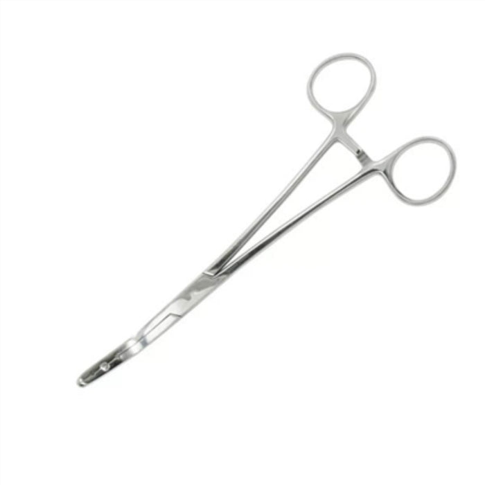Arterial fixation forceps curved 3-hole style used in funeral service operations, from lynch supply