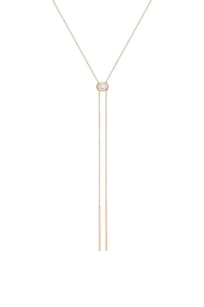 Aurate x Frye: Lab Grown White Sapphire Bolo Necklace Yellow Vermeil First