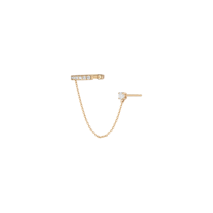 Aurate x Frye: Lab Grown White Sapphire Stud and Ear Cuff Vermeil Yellow Gold