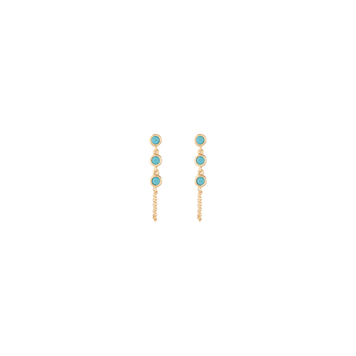 Aurate x Frye: Turquoise Station Earrings Yellow Gold Vermeil Single Pair First