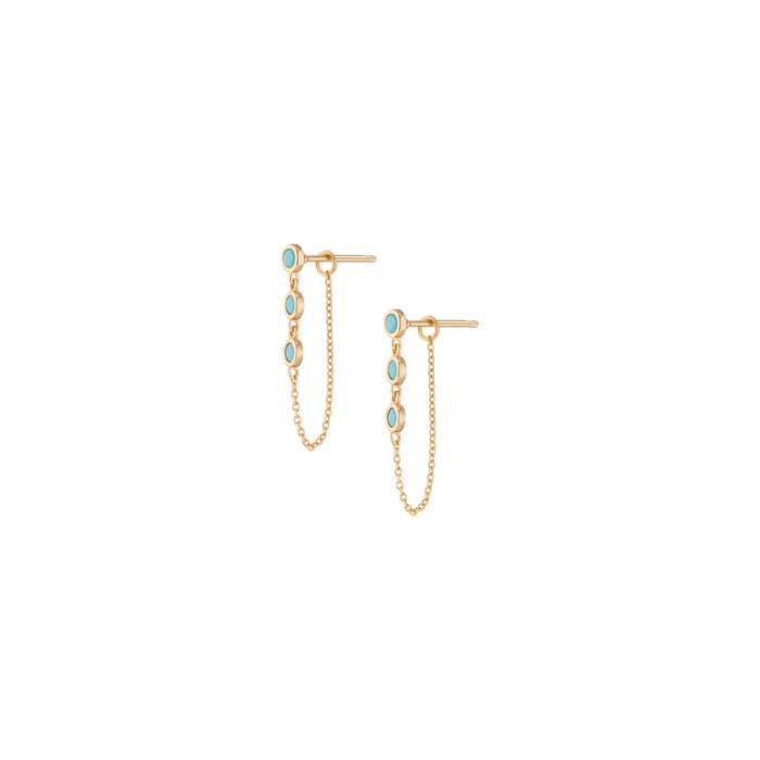 Aurate x Frye: Turquoise Station Earrings Yellow Gold Vermeil Single Pair