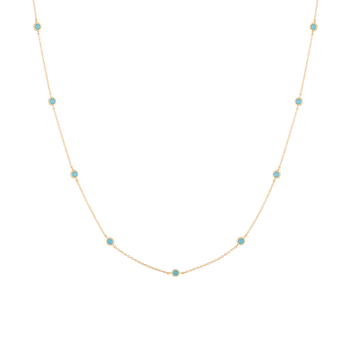 Aurate x Frye: Turquoise Station Necklace Yellow Gold Vermeil First