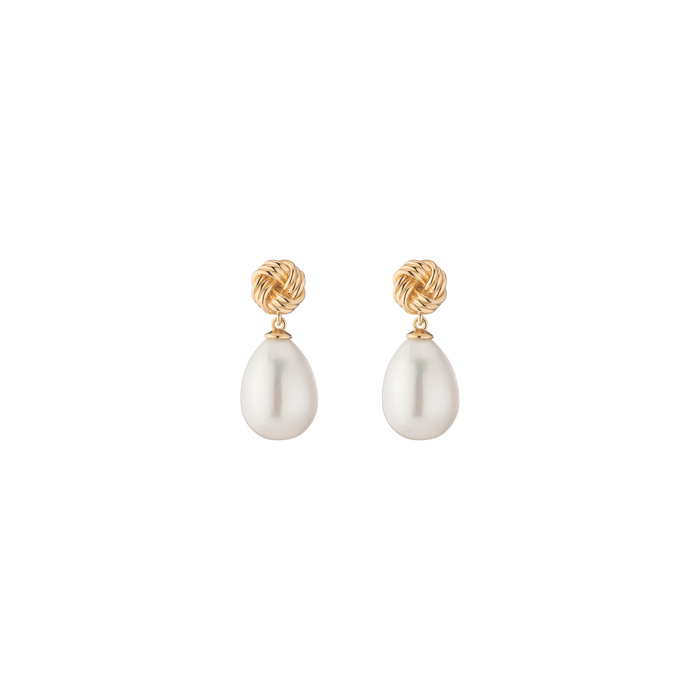 Aurate x Marilyn Monroe: Gold Knot Pearl Drop Earrings Vermeil Yellow Gold First