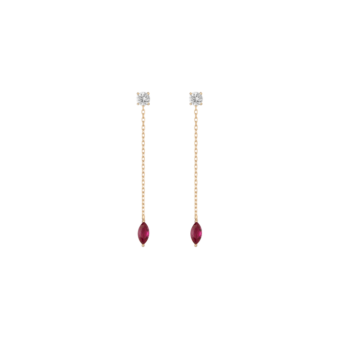 Aurate x Marilyn: Lab Grown Red Marquise Earring Threader Vermeil Yellow Gold First