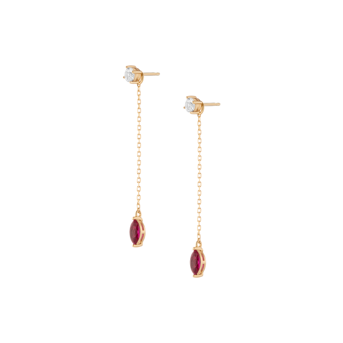 Aurate x Marilyn: Lab Grown Red Marquise Earring Threader Vermeil Yellow Gold