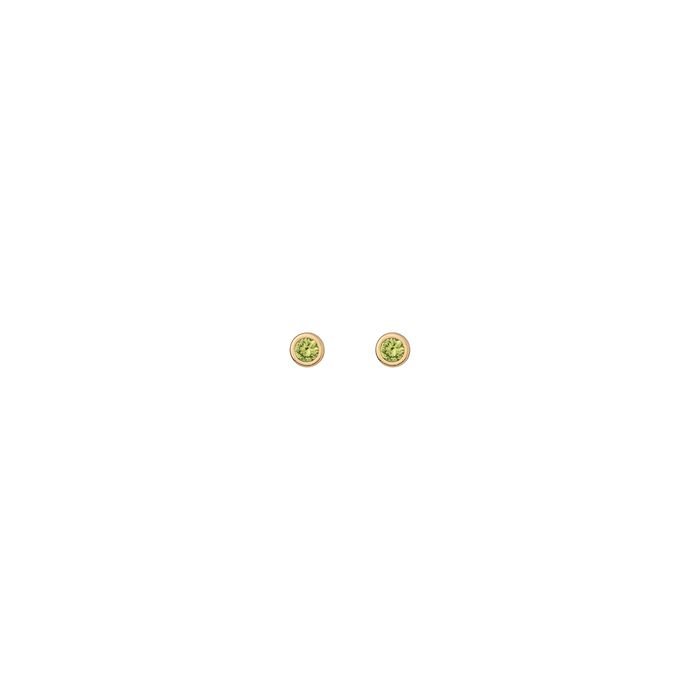 Aurate x Wilson: Peridot Bezel Stud Earrings Vermeil Yellow Gold Pair Single Butterflyback Flatback First