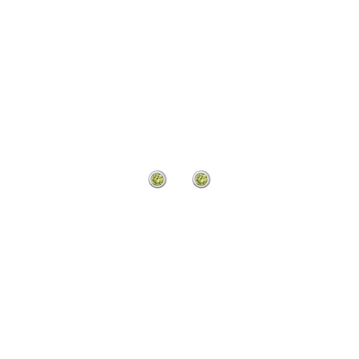 Aurate x Wilson: Peridot Bezel Stud Earrings Vermeil White Gold Pair Single Butterflyback Flatback First