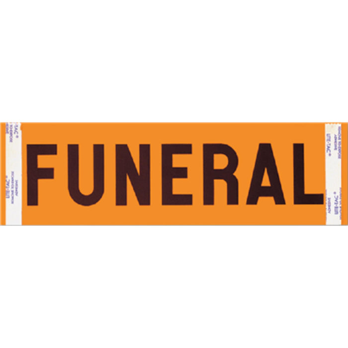 Auto windshield stickers-orange with double tape used in funeral service operations, from lynch supply