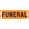 Auto windshield stickers-orange with single tape used in funeral service operations, from lynch supply