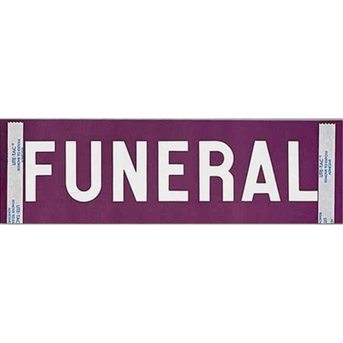 Auto windshield stickers-purple with single tape used in funeral service operations, from lynch supply