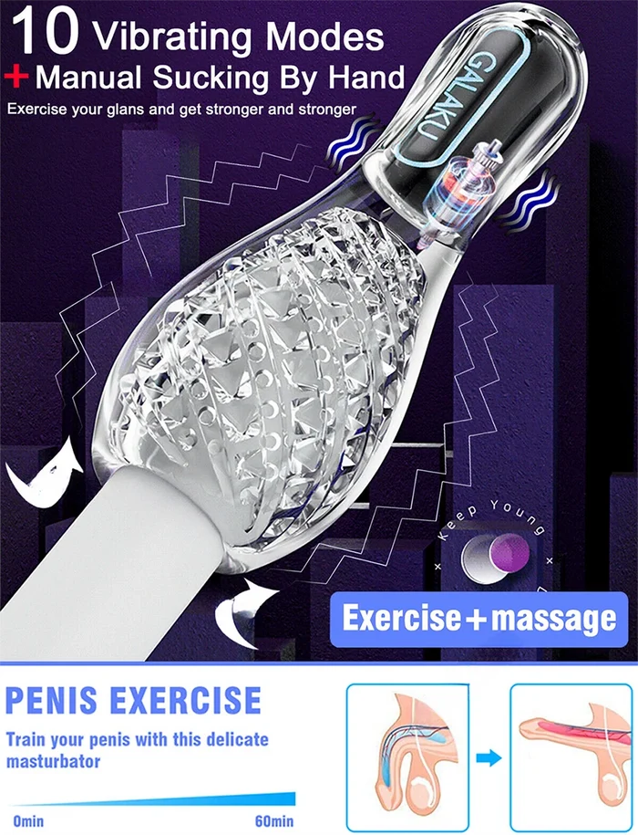 Automatic Sucking Masturbator for Men Real Oral Sex Glans Trainer Penis Massage Male Masturbator Glans Vibrator Toy