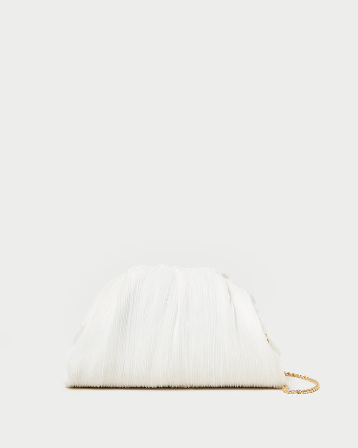 Bailey Pearl Pleated Dome Clutch in pearl organza