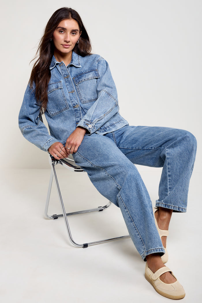 Balloon Sleeve Denim Jacket - 7056