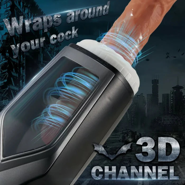 BATMAN- 7 Thrusting & Vibrating With Huge Visible Window Oral Male Masturbator