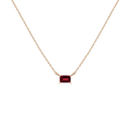 Birthstone Baguette Necklace Vermeil 14K 18K Yellow Gold Garnet - Jan