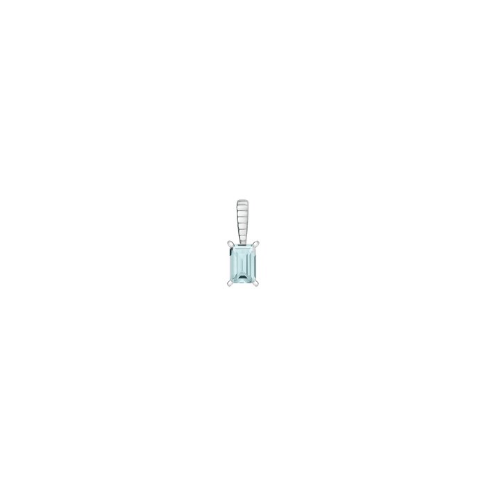 Birthstone Baguette Pendant Vermeil 14K 18K White Gold Aquamarine - Mar