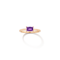 Birthstone Baguette Ring - Amethyst Vermeil 14k 18k Yellow Gold First