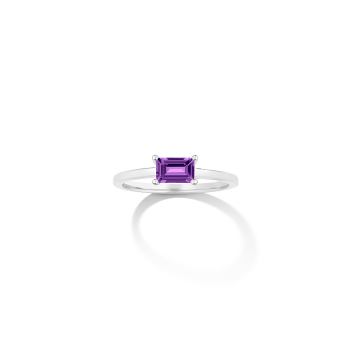 Birthstone Baguette Ring - Amethyst Vermeil 14k 18k White Gold First