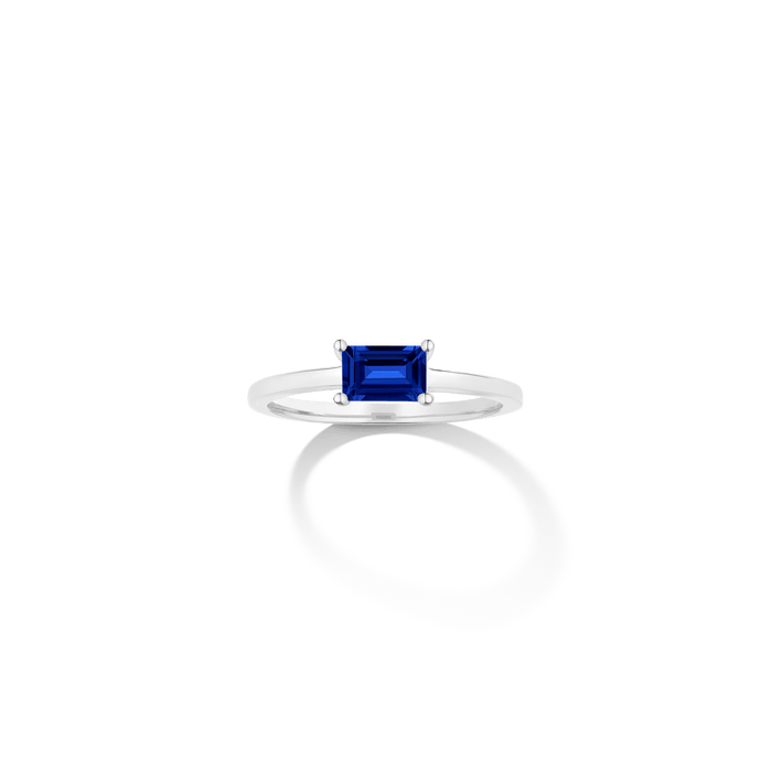 Birthstone Baguette Ring - Sapphire Vermeil 14k 18k White Gold First
