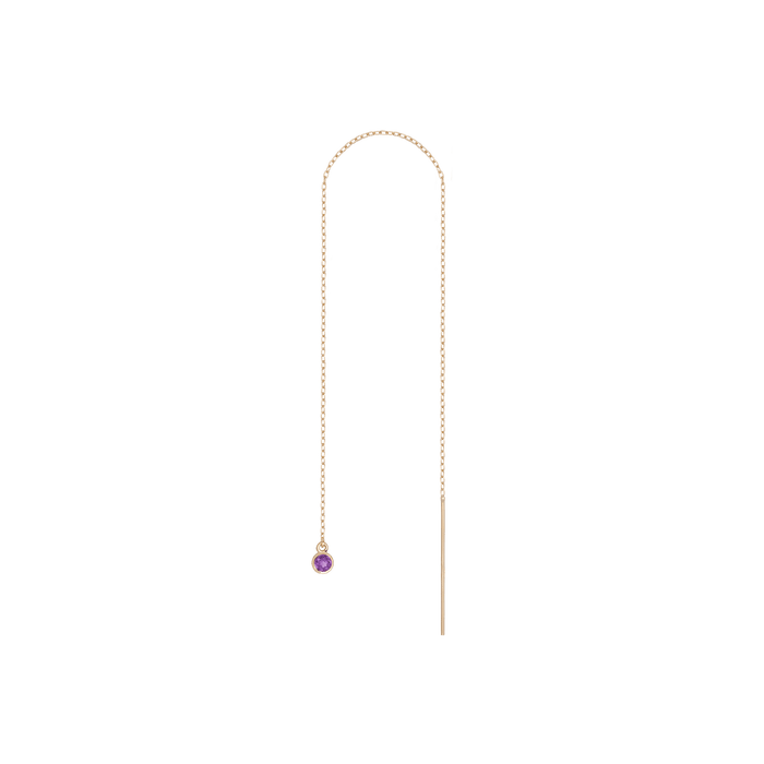 Birthstone Threader Amethyst - Feb 14K 18K Yellow Gold First
