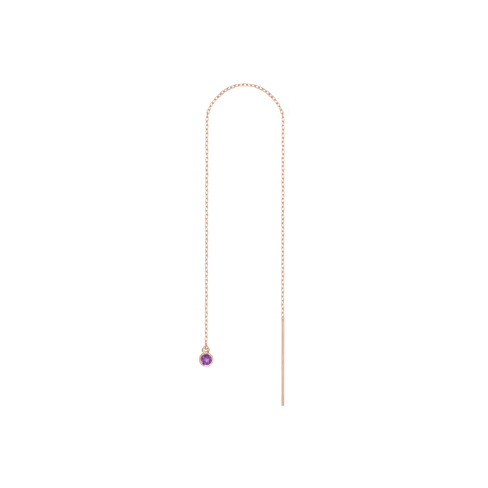 Birthstone Threader Amethyst - Feb 14K 18K Rose Gold First