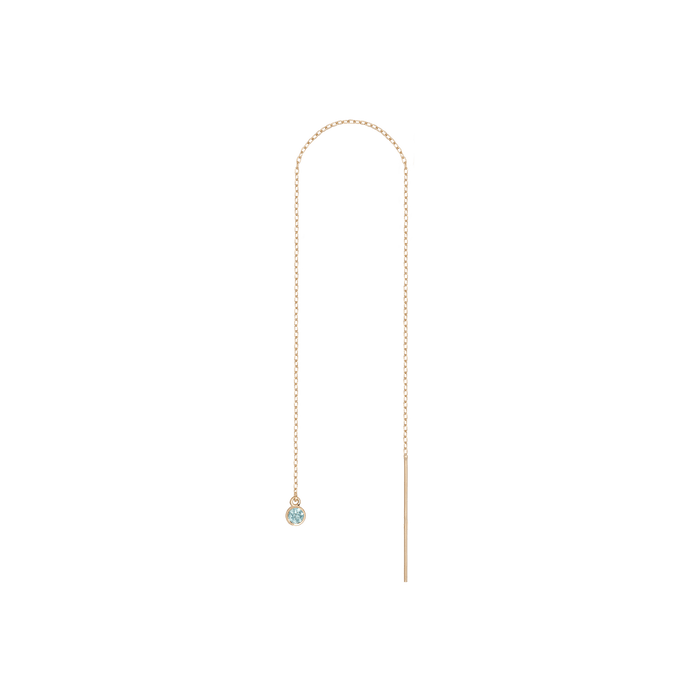 Birthstone Threader Aquamarine - Mar 14K 18K Yellow Gold